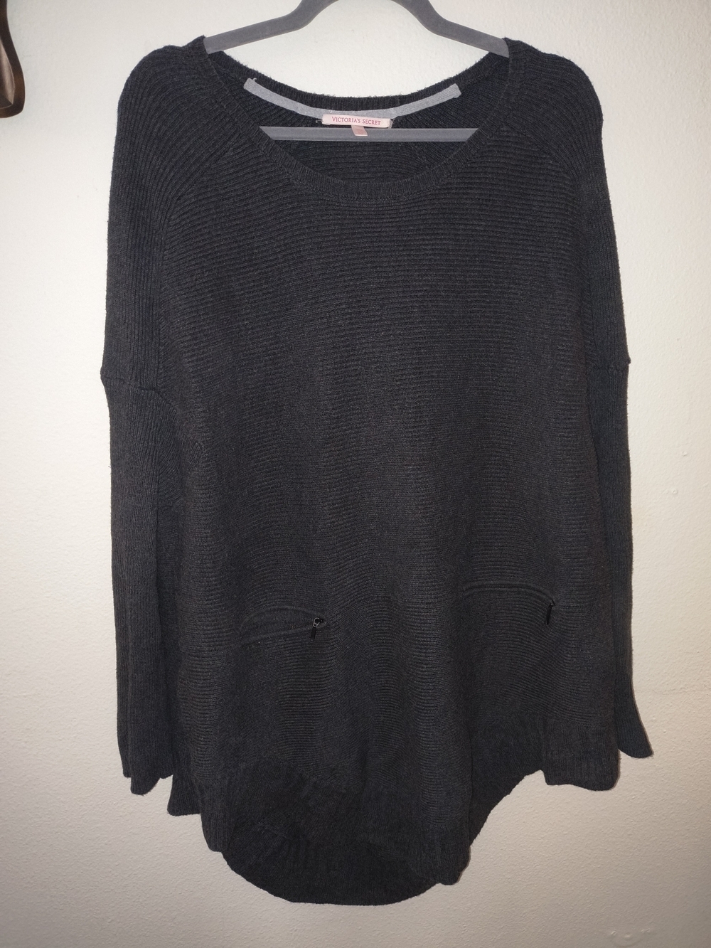 Victoria's Secret Charcoal Scoop Neck Knit Pullover